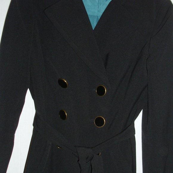 Larry Levine sophisticated overcoat matching pants sz 4 Black - Picture 3 of 12